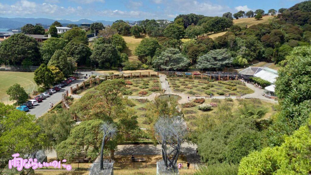 上から見たウェリントン植物園（MiU撮影）