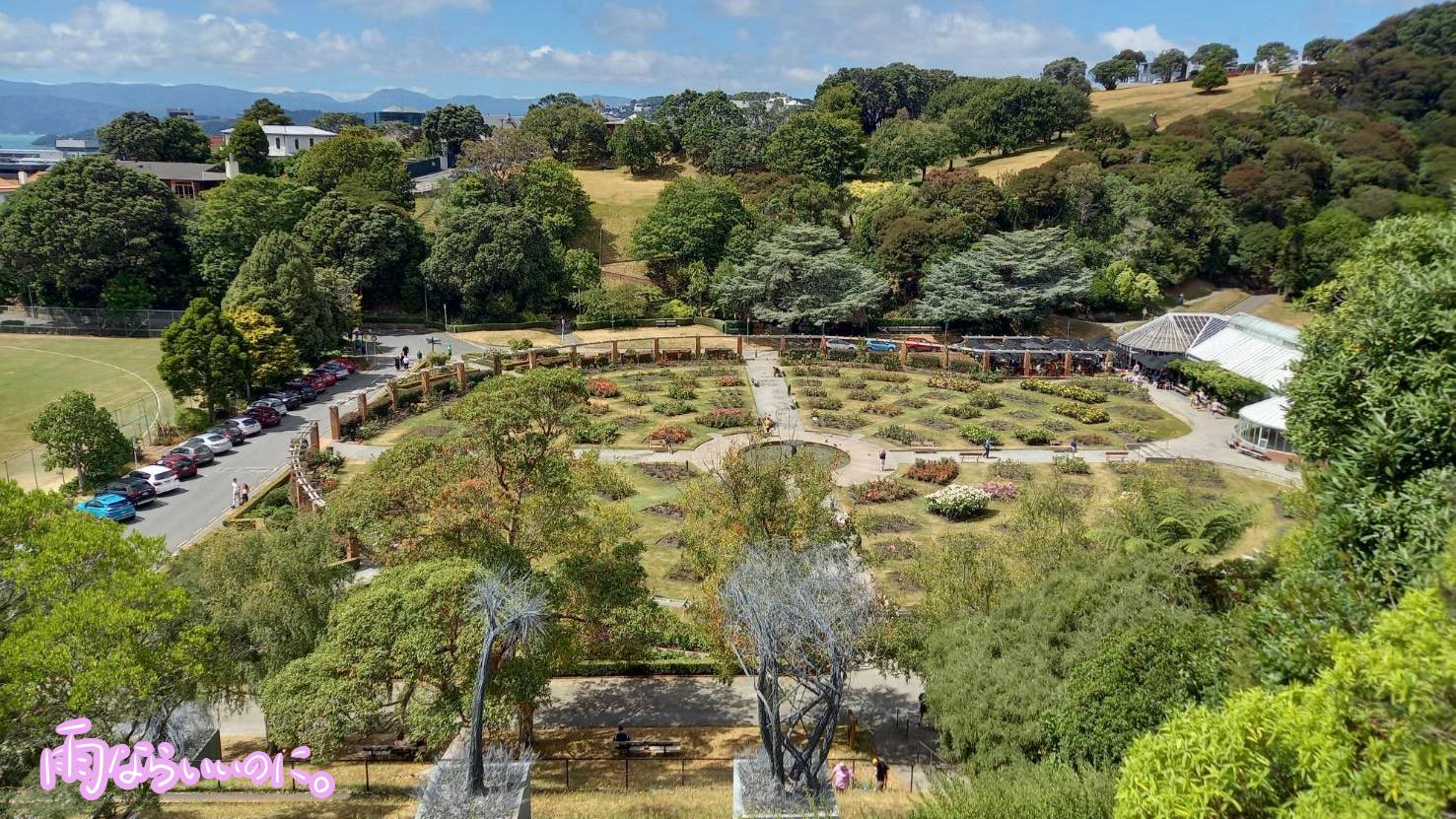 丘の上から見たウェリントン植物園（MiU撮影）