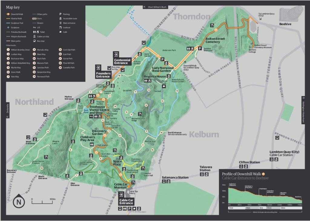 ウェリントン植物園の園内マップ