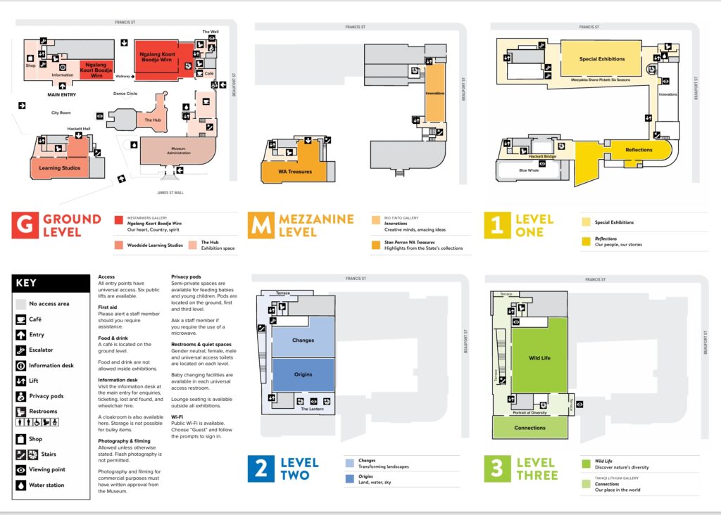 西オーストラリア州立博物館の館内マップ