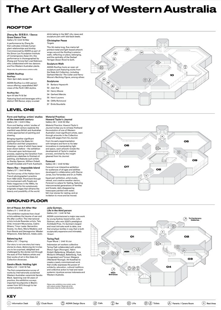 西オーストラリア州立美術館の館内マップ